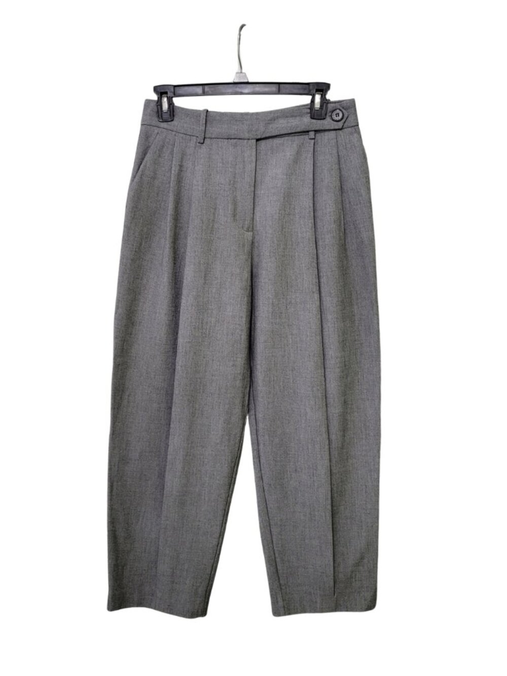 ZARA High-Waisted Pleated Asymmetric Waistband Pants - Grey | Size Small